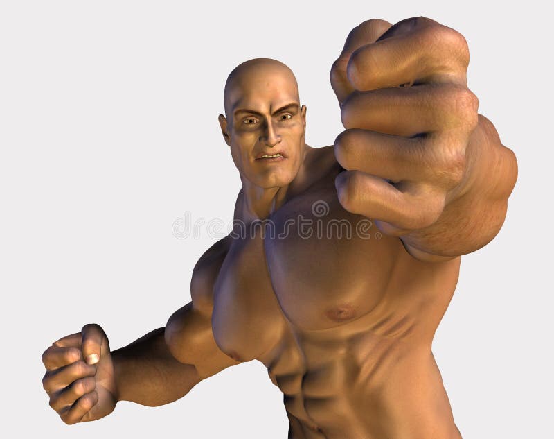 POW!. 3D render of a muscle-bound man punching you. I created this image using Poser and Photoshop POW!. 3D render of a muscle-bound man punching you. I created this image using Poser and Photoshop