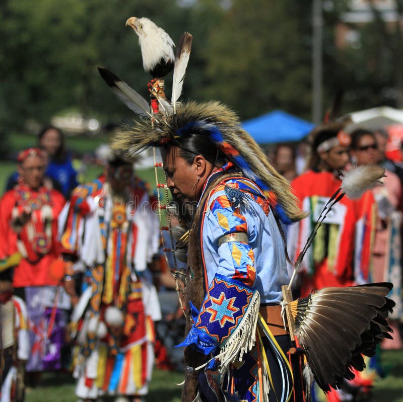 The Eagle Staff Leads the Grand Entry at he NYC Pow Wow in Brooklyn