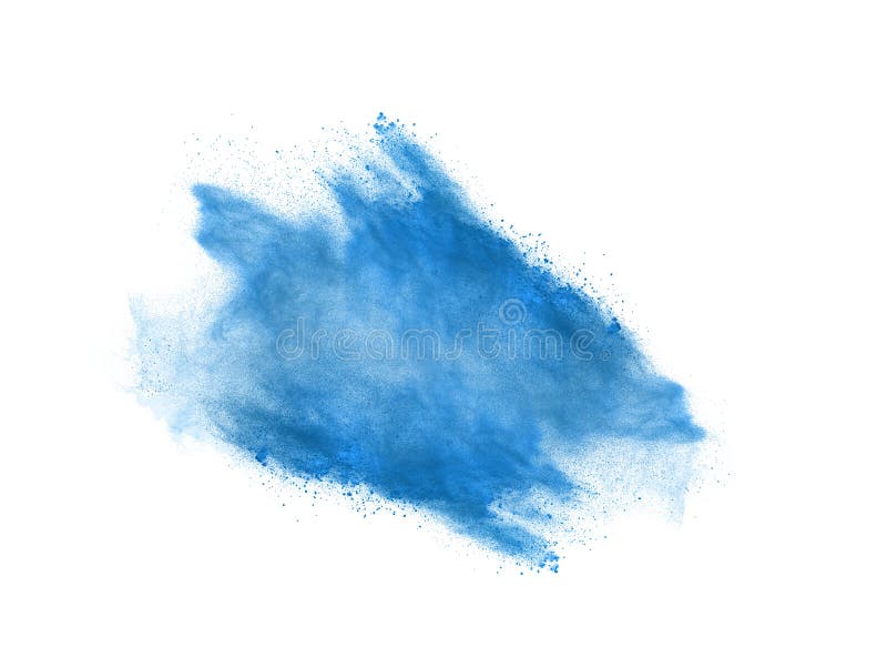 Powder Explosion. Closeup Of Blue Dust Particle Explosion Isolated On