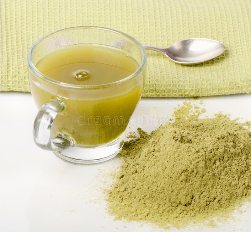 Heap of Green Matcha Tea Powder and Leaves Stock Image Image of herb
