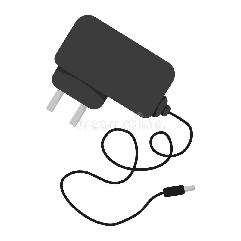 Power adapter icon. Device charging symbol. Corded charger Vector. Electronic accessory sign. stock illustration