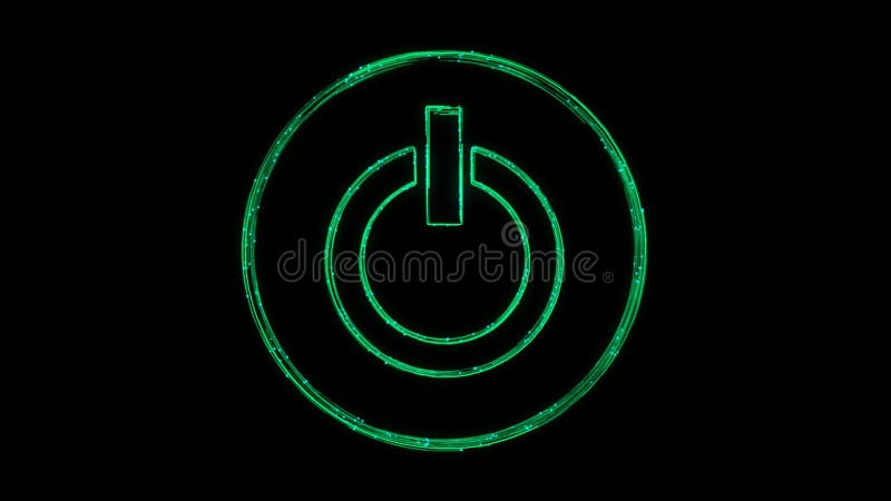 Power Button Animated Icon Appearing with Lines on Black Background ...