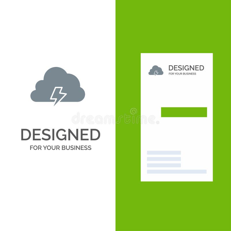 Power, Cloud, Nature, Spring, Sun Grey Logo Design and Business Card Template stock illustration