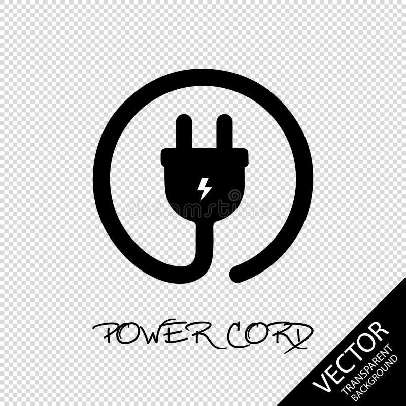 Power Cord Icon Vector Illustration Isolated on Transparent Background Stock Vector