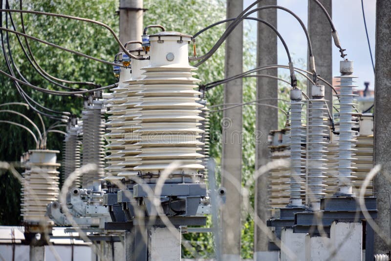 Power Current Transformer at a Power Plant Stock Photo - Image of line
