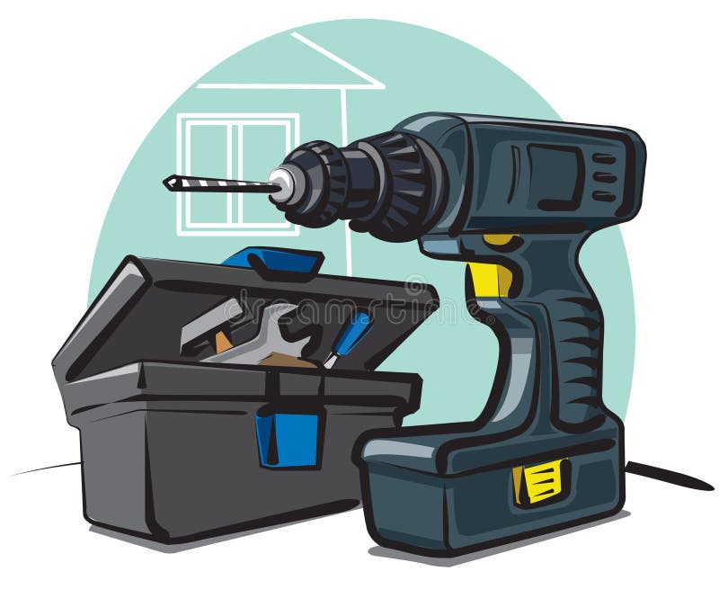 Power drill stock illustration. Illustration of supply 16745907