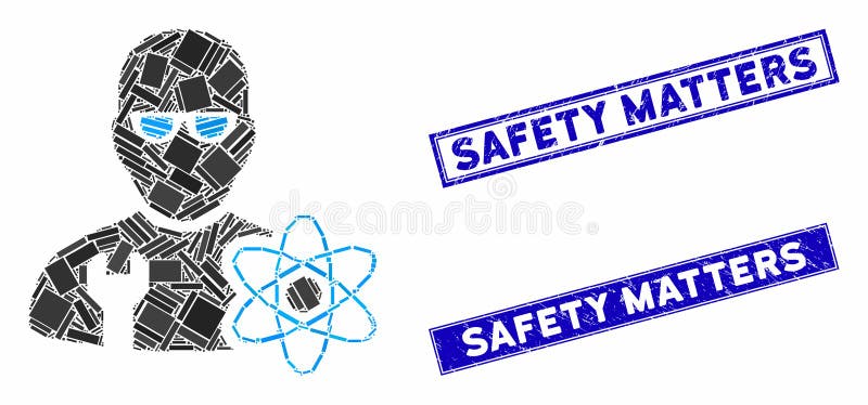 Power Engineer Mosaic and Scratched Rectangle Safety Matters Watermarks royalty free illustration