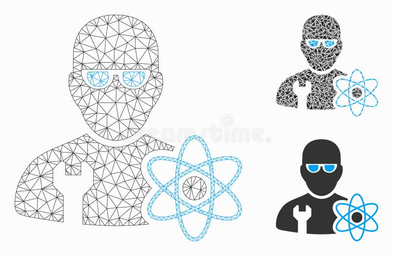 Power Engineer Vector Mesh Wire Frame Model and Triangle Mosaic Icon stock illustration