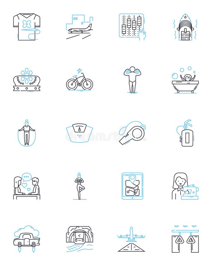 Power Hours Linear Icons Set. Energy, Productivity, Motivation, Focus