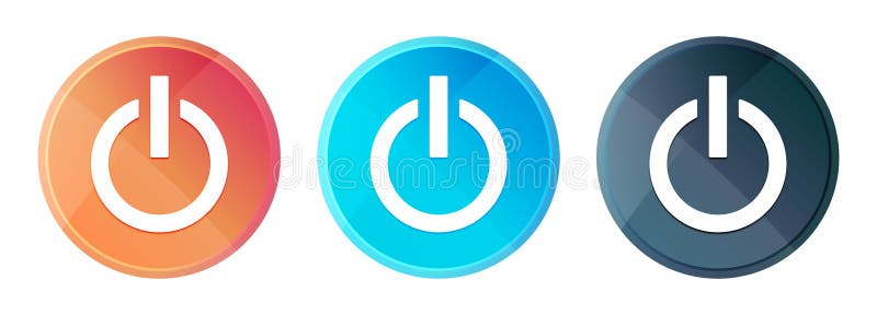 Power icon steam mist round button set shiny illustration