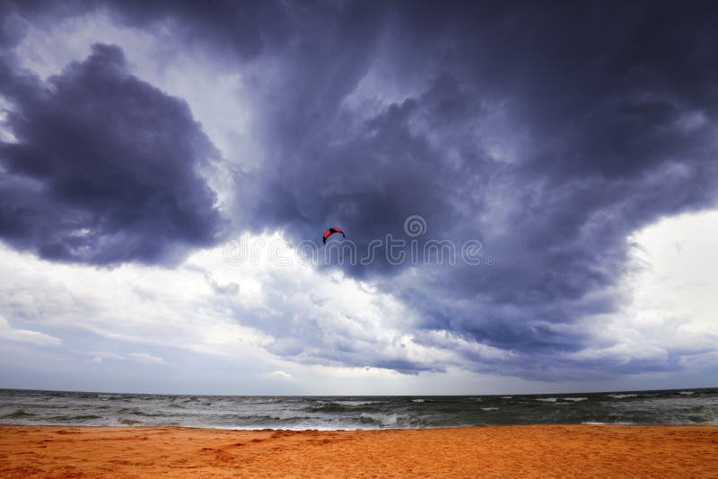 Power Kite in Sea and Storm Sky Stock Image Image of paraplane, storm