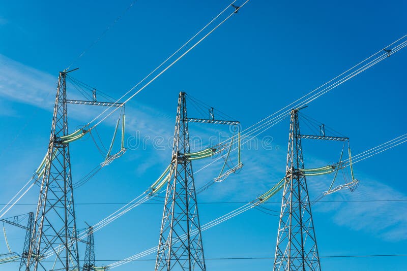The power line. stock photo. Image of wires, tower, cloud 48591478