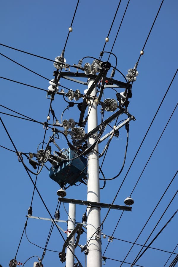 Power lines in the city royalty free stock images