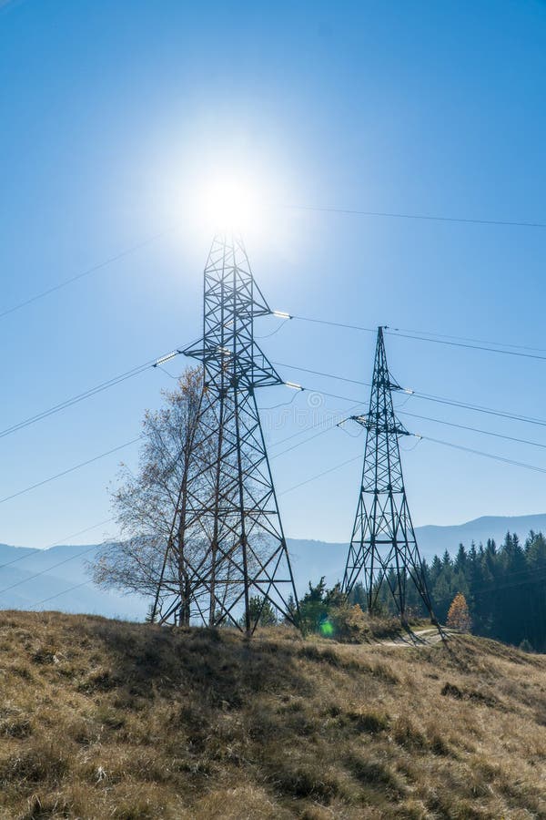 Power Lines in the Mountains Stock Image Image of metal