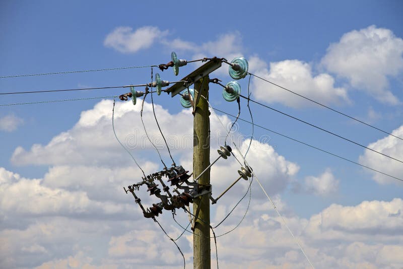 Power lines on telegraph pole