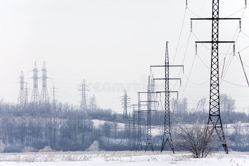 Power lines in the winter