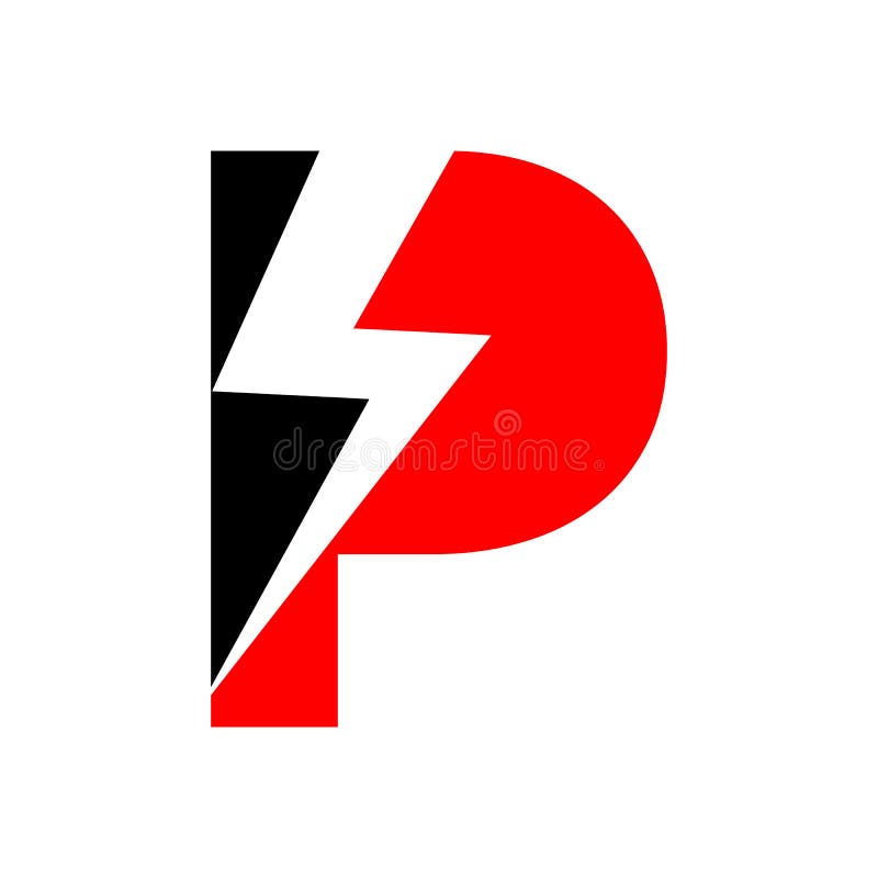 Power Logo P Letter and Lightning Energy Technology. Power P Letter