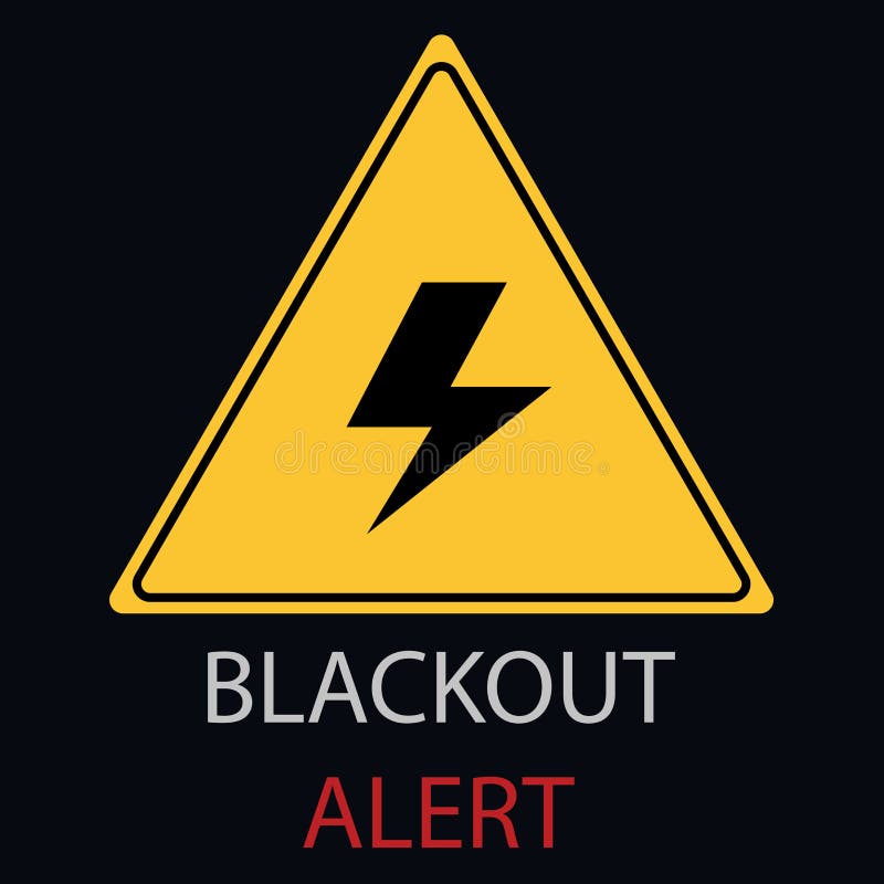 Power Outage Blackout Alert Sign Yellow Triangle Lightning Electricity