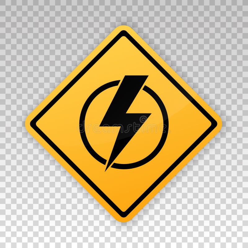 Power outage icon. Electric symbol. Yellow attention sign isolated on background. Power outage warning. Electrical work progress. stock illustration