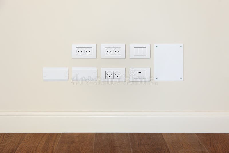 Power Outlet and Light Switch on the Wall Stock Image Image of copy