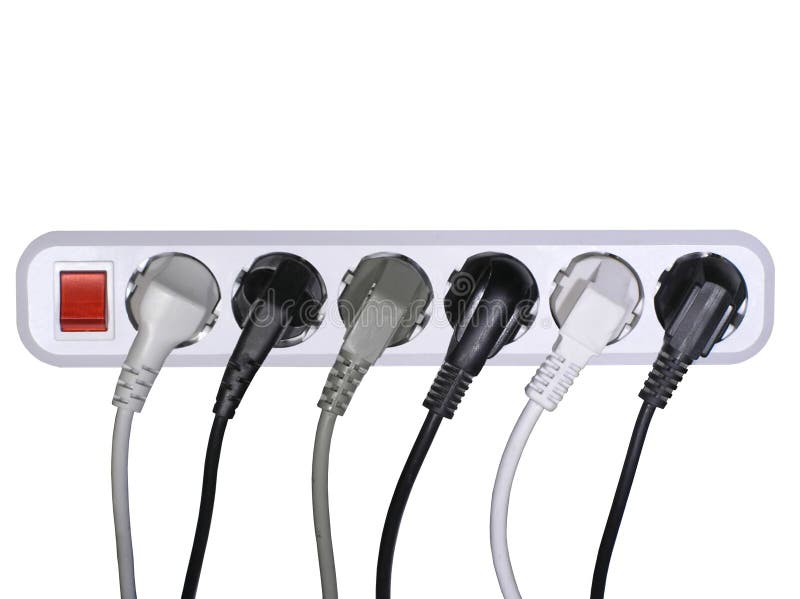 Power Outlet and Power Cables Stock Image Image of caution