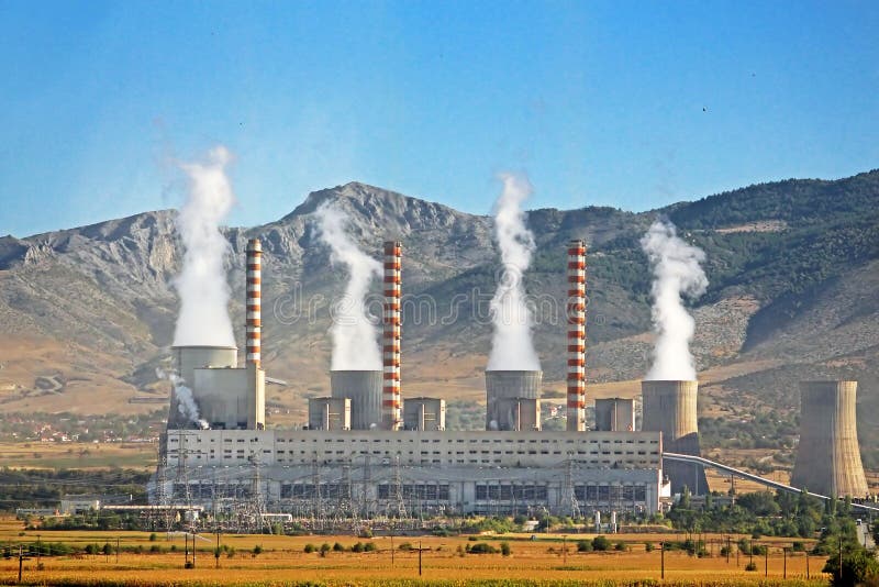 Power plant in Greece stock photo. Image of evaporation 48573576