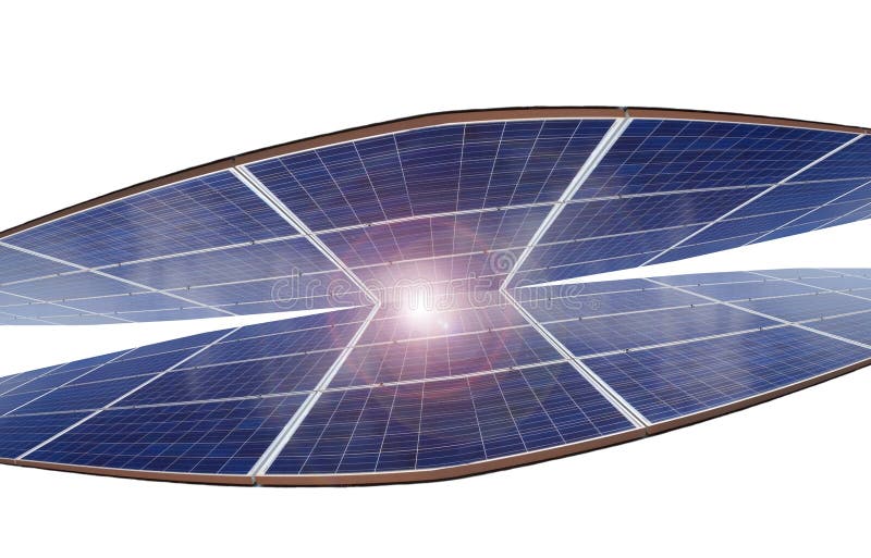 Power Plant Using Renewable Solar Energy on White Background. Stock