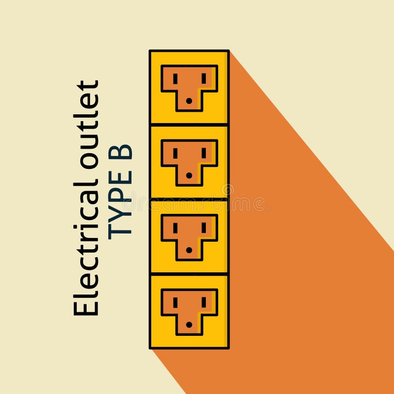 Type B Power Plug and Socket, Flat Design, Simple. Electrical Plugs and