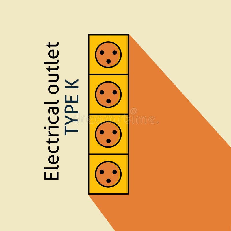 Type K Power Plug and Socket, Flat Design, Simple. Electrical Plugs and