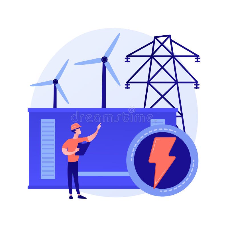 Power station, electrical energy generation, electricity production. Power engineer cartoon character. Energy industry, electric plant. Vector isolated concept metaphor illustration. Power station, electrical energy generation, electricity production. Power engineer cartoon character. Energy industry, electric plant. Vector isolated concept metaphor illustration.