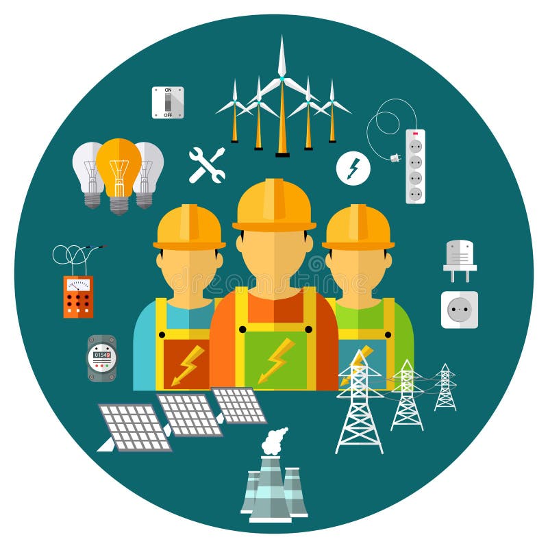 Power station energy icons stock illustration Power station energy icons stock illustration