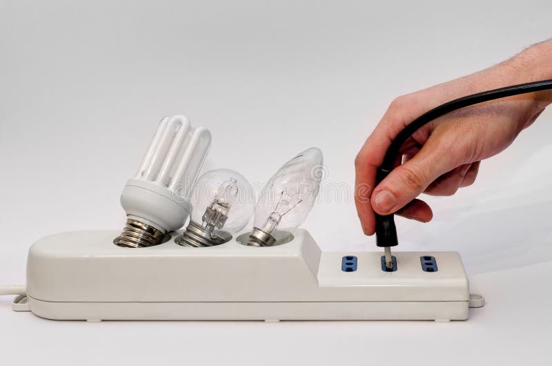Power Strip with Light Bulbs and Plug Stock Image Image of efficient