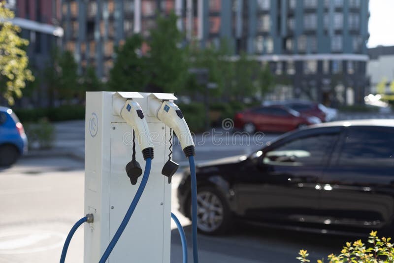The Power Supply for Charging of an Electric Car. Stock Photo Image