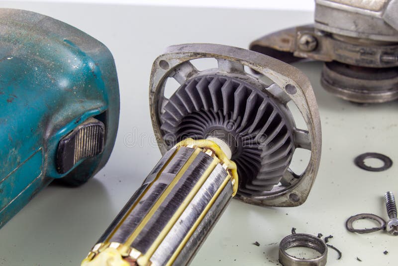 The Power Tool Rotor, Repair and Maintenance of the Tool Stock Photo