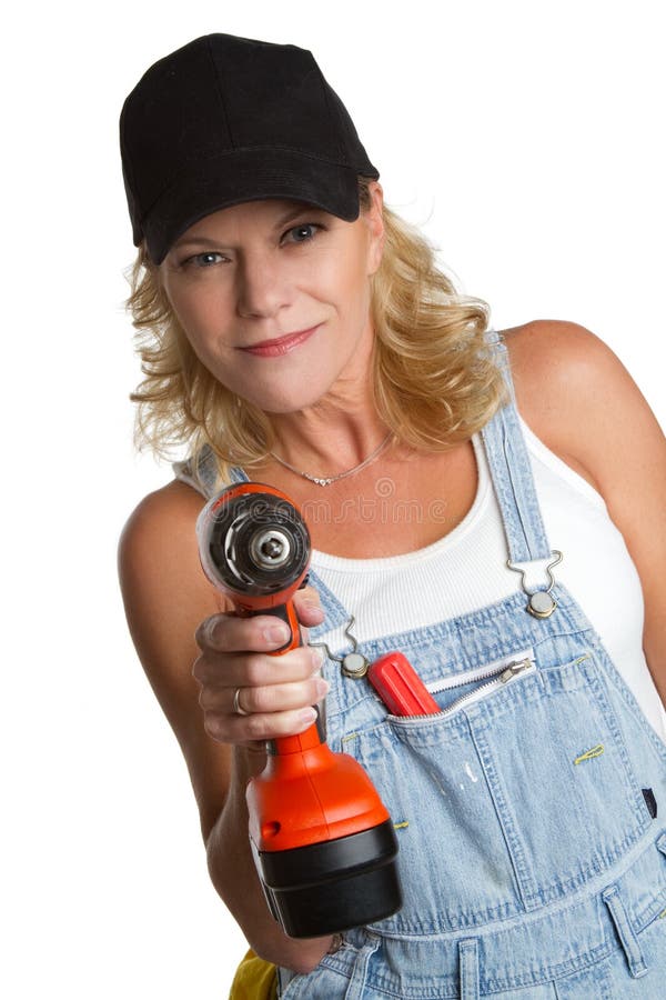 Power Tools Woman stock photo. Image of denim, handyman 18333372