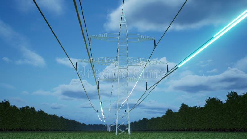 Power tower cables over cloudy sky royalty free illustration