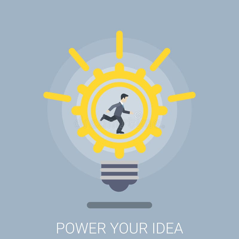 Power your idea modern innovation bulb flat 3d isometric vector royalty free illustration
