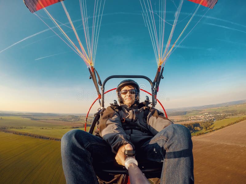 Powered Paragliding Tandem Flight Stock Image Image of aero, motor