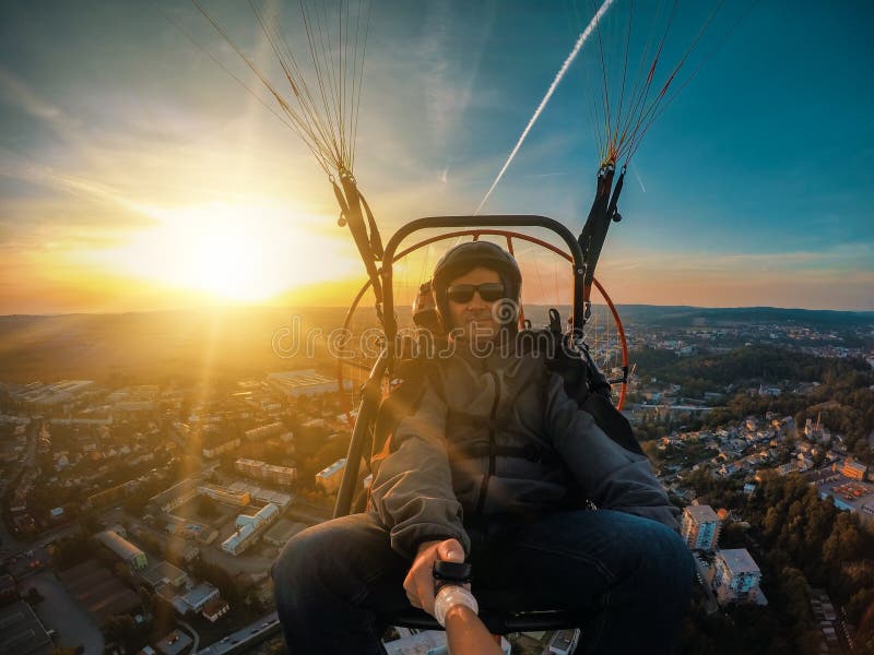 Powered Paragliding Tandem Flight Stock Image Image of leisure