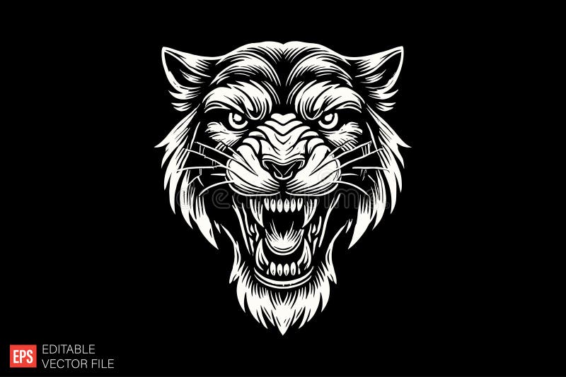 Fierce Roaring Tiger Head Vector Illustration royalty free illustration