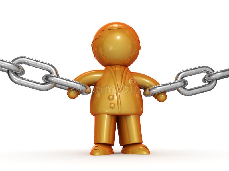 Powerful Businessman Holding Chains Stock Illustration - Illustration