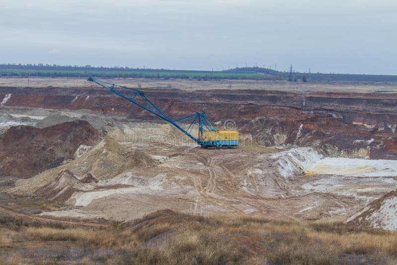 A Powerful Dragline Excavator Works in a Clay Quarry Stock Photo ...