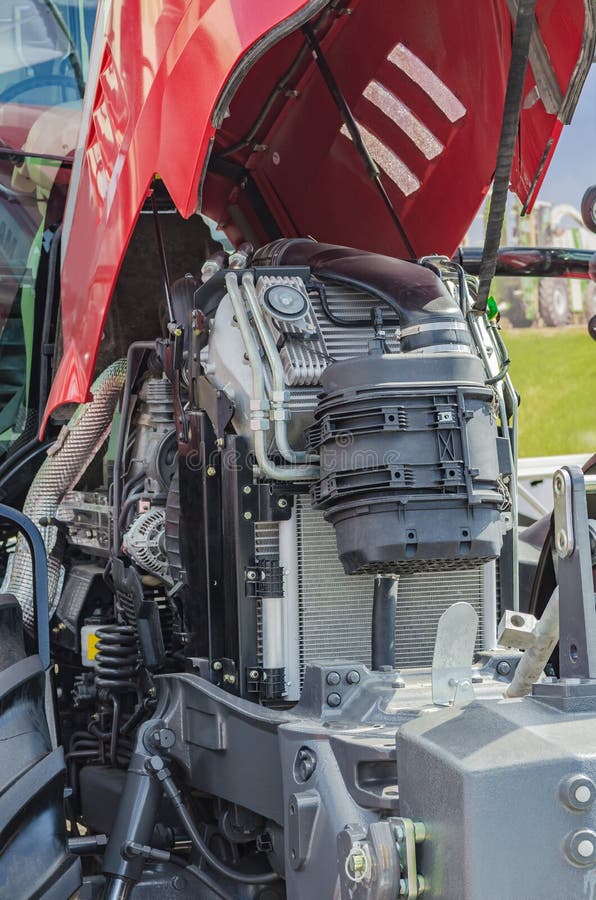 Powerful high-tech tractor engine in modern design royalty free stock images