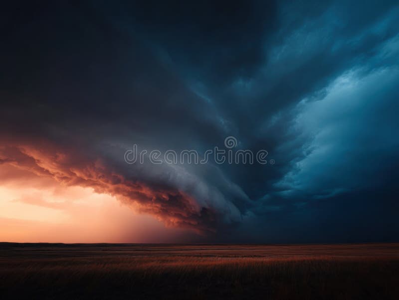 A Spectacular And Powerful Supercell Storm Generative AI stock illustration