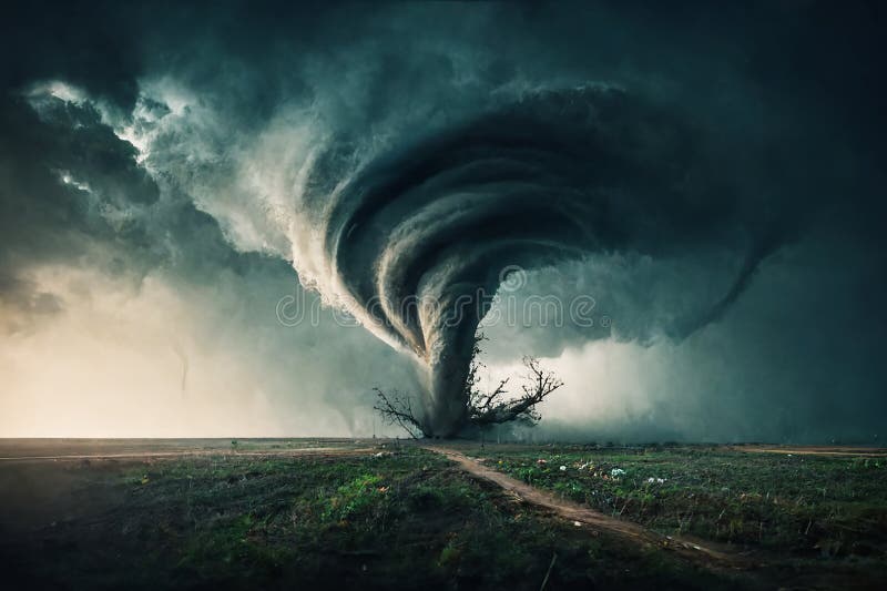 Weather Clipart-tornado swirling menacingly above a house