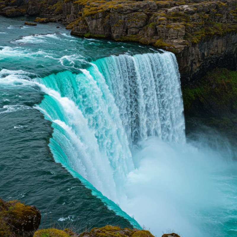 Powerful Waterfall Cascading over Rocks vector illustration