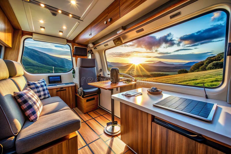 Powering Your Camper Van Adventure A Comprehensive Guide to Efficiently Connecting and Organizing Electronic Equipment vector illustration