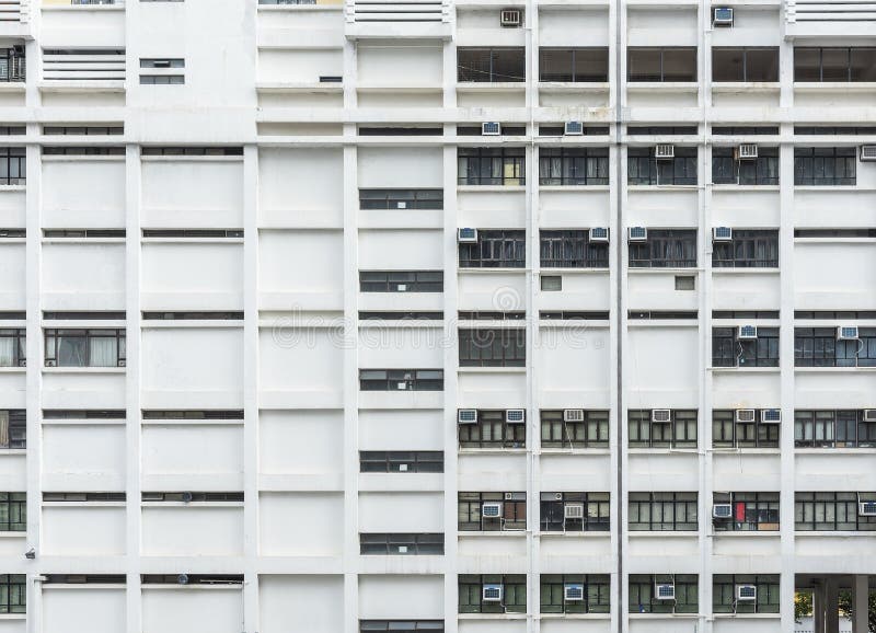 Powierzchnia zewnętrzna budynku mieszkalnego wysokiego wzrostu. Wnętrze budynku mieszkalnego wysokiego wzrostu w hong kong