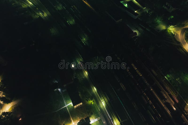 Powietrzny Townscape przy nocą obrazy stock Powietrzny Townscape przy nocą obrazy stock