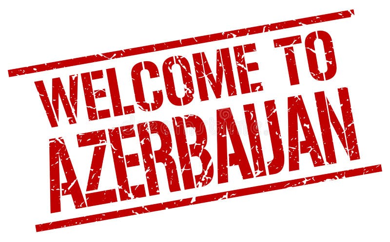 Powitanie Azerbejdżan znaczek. Powitanie Azerbejdżan kwadrata grunge znaczek odizolowywający na białym tle Azerbejdżan